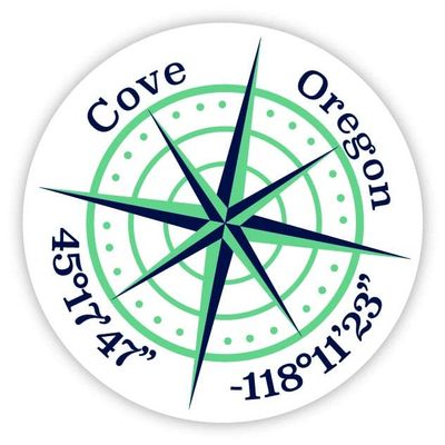 Cove Oregon 2-Inch Vinyl Decal Sticker Latitude Longitude Compass Design
