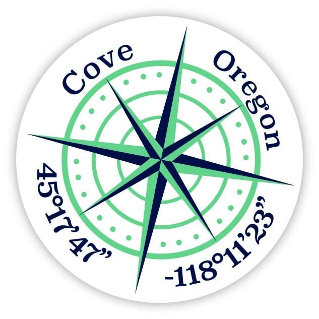 Cove Oregon 2-Inch Vinyl Decal Sticker Latitude Longitude Compass Design