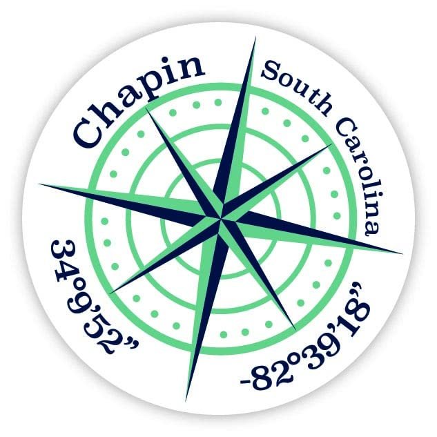Chapin South Carolina 2-Inch Vinyl Decal Sticker Latitude Longitude Compass Design
