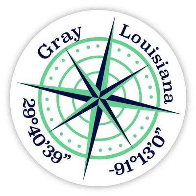 Gray Louisiana 2-Inch Vinyl Decal Sticker Latitude Longitude Compass Design