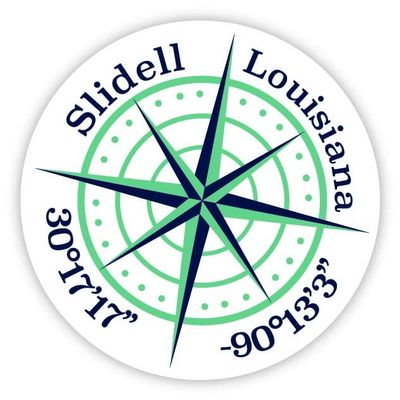 Slidell Louisiana 2-Inch Vinyl Decal Sticker Latitude Longitude Compass Design