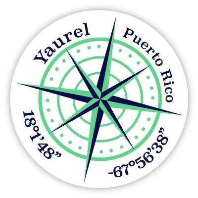 Yaurel Puerto Rico 2-Inch Vinyl Decal Sticker Latitude Longitude Compass Design