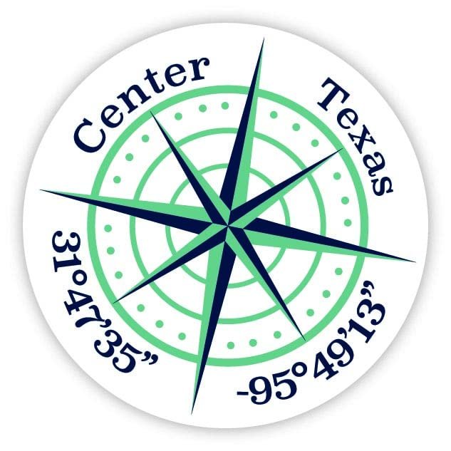 Center Texas 2-Inch Vinyl Decal Sticker Latitude Longitude Compass Design