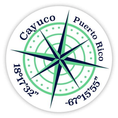 Cayuco Puerto Rico 2-Inch Vinyl Decal Sticker Latitude Longitude Compass Design