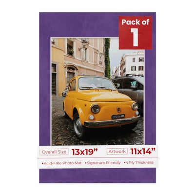 13x19 Mat for 11x14 Photo - Precut Purple Crocus Suede Picture Matboard for Frames Measuring 13 x 19 Inches - Bevel Cut Matte to Display Art Measuring 11 x 14 Inches - Acid Free ONE MAT