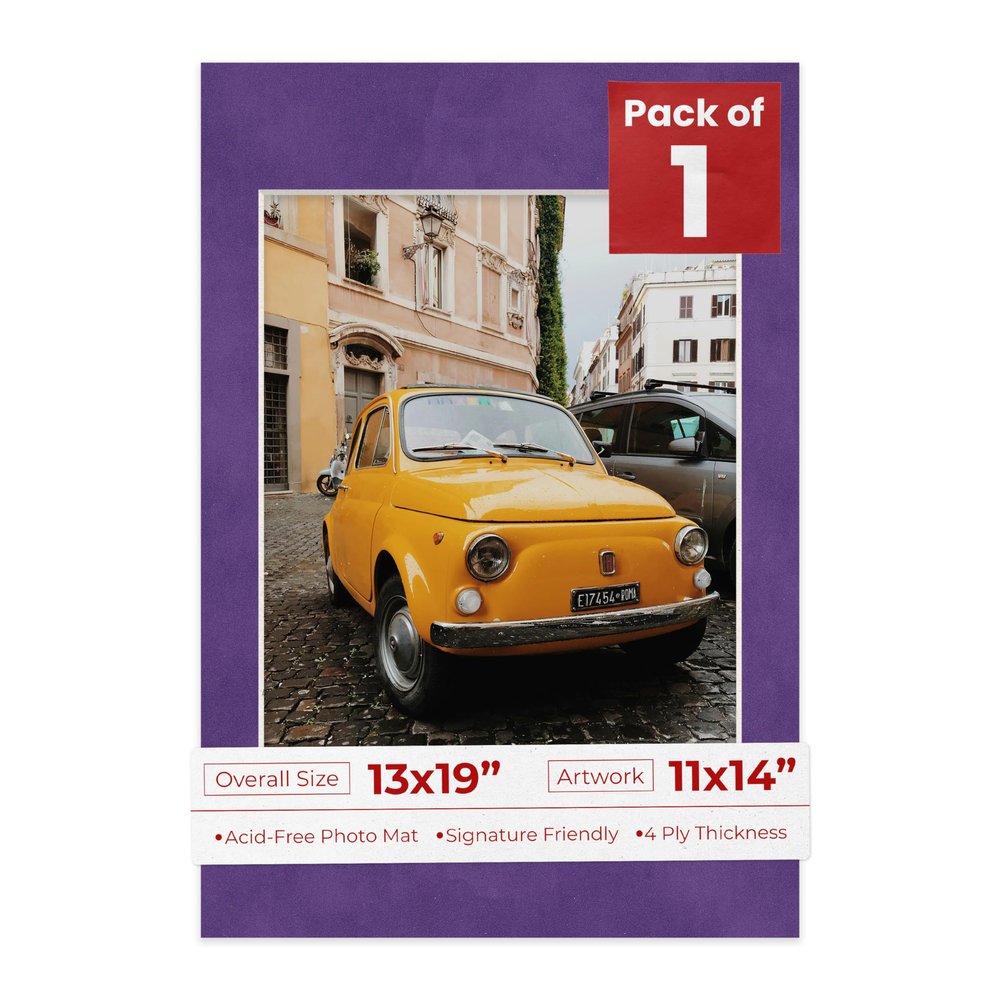 13x19 Mat for 11x14 Photo - Precut Purple Crocus Suede Picture Matboard for Frames Measuring 13 x 19 Inches - Bevel Cut Matte to Display Art Measuring 11 x 14 Inches - Acid Free ONE MAT