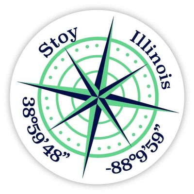 Stoy Illinois 2-Inch Vinyl Decal Sticker Latitude Longitude Compass Design
