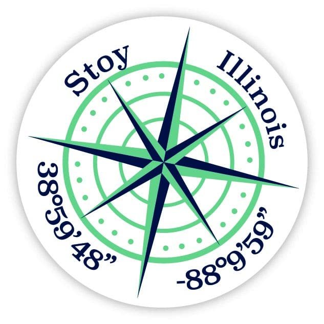 Stoy Illinois 2-Inch Vinyl Decal Sticker Latitude Longitude Compass Design