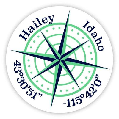 Hailey Idaho 2-Inch Vinyl Decal Sticker Latitude Longitude Compass Design