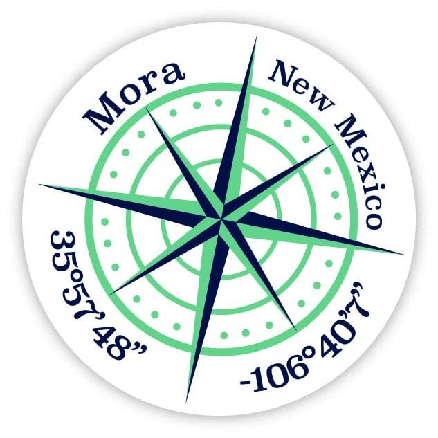 Mora New Mexico 2-Inch Vinyl Decal Sticker Latitude Longitude Compass Design