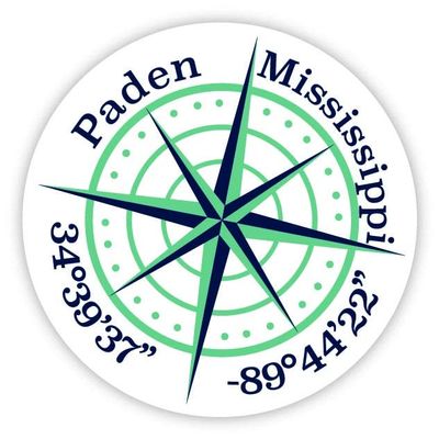 Paden Mississippi 2-Inch Vinyl Decal Sticker Latitude Longitude Compass Design