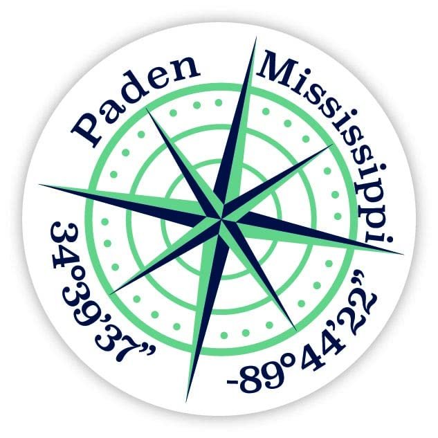 Paden Mississippi 2-Inch Vinyl Decal Sticker Latitude Longitude Compass Design