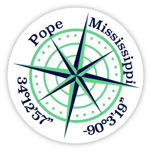 Pope Mississippi 2-Inch Vinyl Decal Sticker Latitude Longitude Compass Design