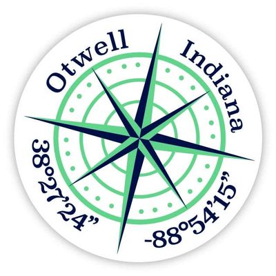 Otwell Indiana 2-Inch Vinyl Decal Sticker Latitude Longitude Compass Design