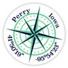 Perry Iowa 2-Inch Vinyl Decal Sticker Latitude Longitude Compass Design view 1