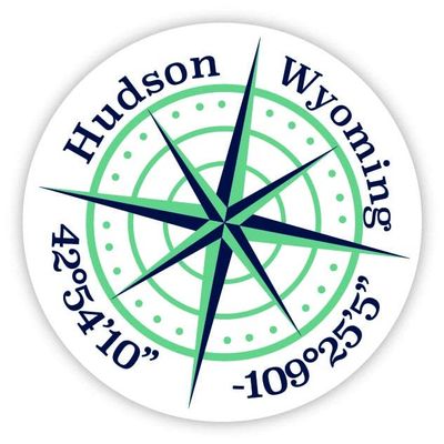 Hudson Wyoming 2-Inch Vinyl Decal Sticker Latitude Longitude Compass Design