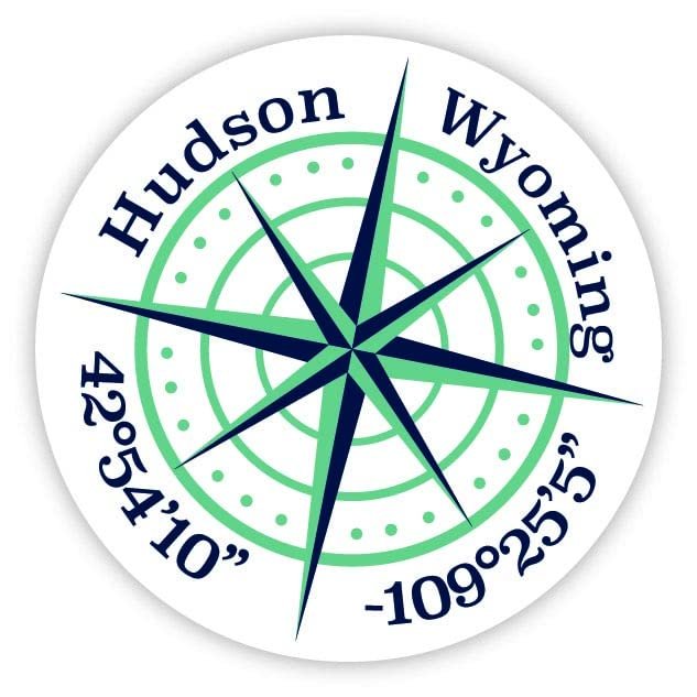 Hudson Wyoming 2-Inch Vinyl Decal Sticker Latitude Longitude Compass Design
