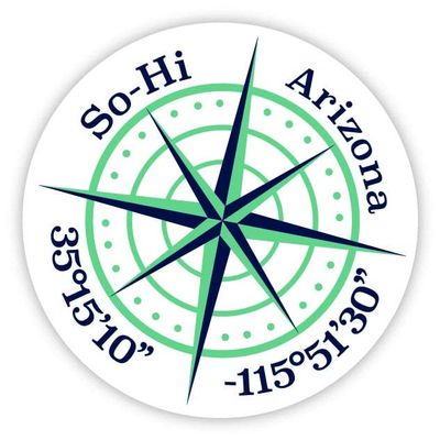So-Hi Arizona 2-Inch Vinyl Decal Sticker Latitude Longitude Compass Design