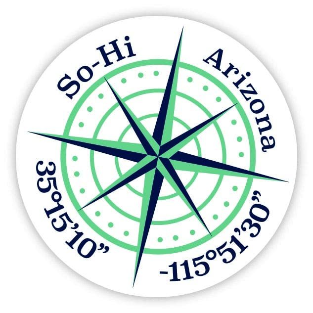 So-Hi Arizona 2-Inch Vinyl Decal Sticker Latitude Longitude Compass Design