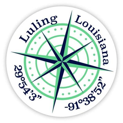 Luling Louisiana 2-Inch Vinyl Decal Sticker Latitude Longitude Compass Design