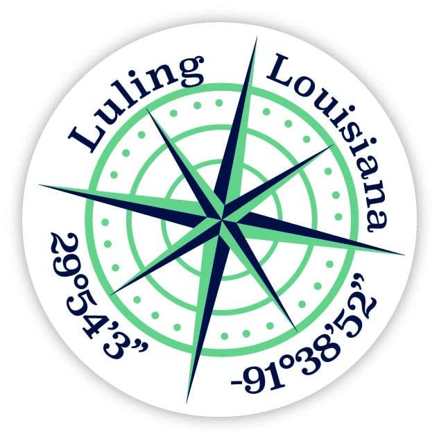 Luling Louisiana 2-Inch Vinyl Decal Sticker Latitude Longitude Compass Design