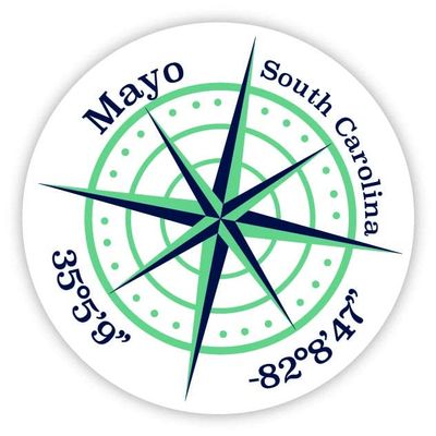 Mayo South Carolina 2-Inch Vinyl Decal Sticker Latitude Longitude Compass Design