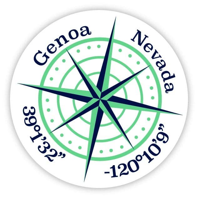 Genoa Nevada 2-Inch Vinyl Decal Sticker Latitude Longitude Compass Design