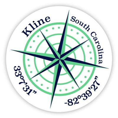 Kline South Carolina 2-Inch Vinyl Decal Sticker Latitude Longitude Compass Design
