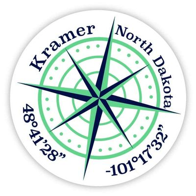 Kramer North Dakota 2-Inch Vinyl Decal Sticker Latitude Longitude Compass Design