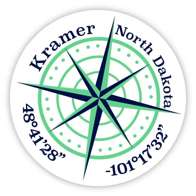 Kramer North Dakota 2-Inch Vinyl Decal Sticker Latitude Longitude Compass Design