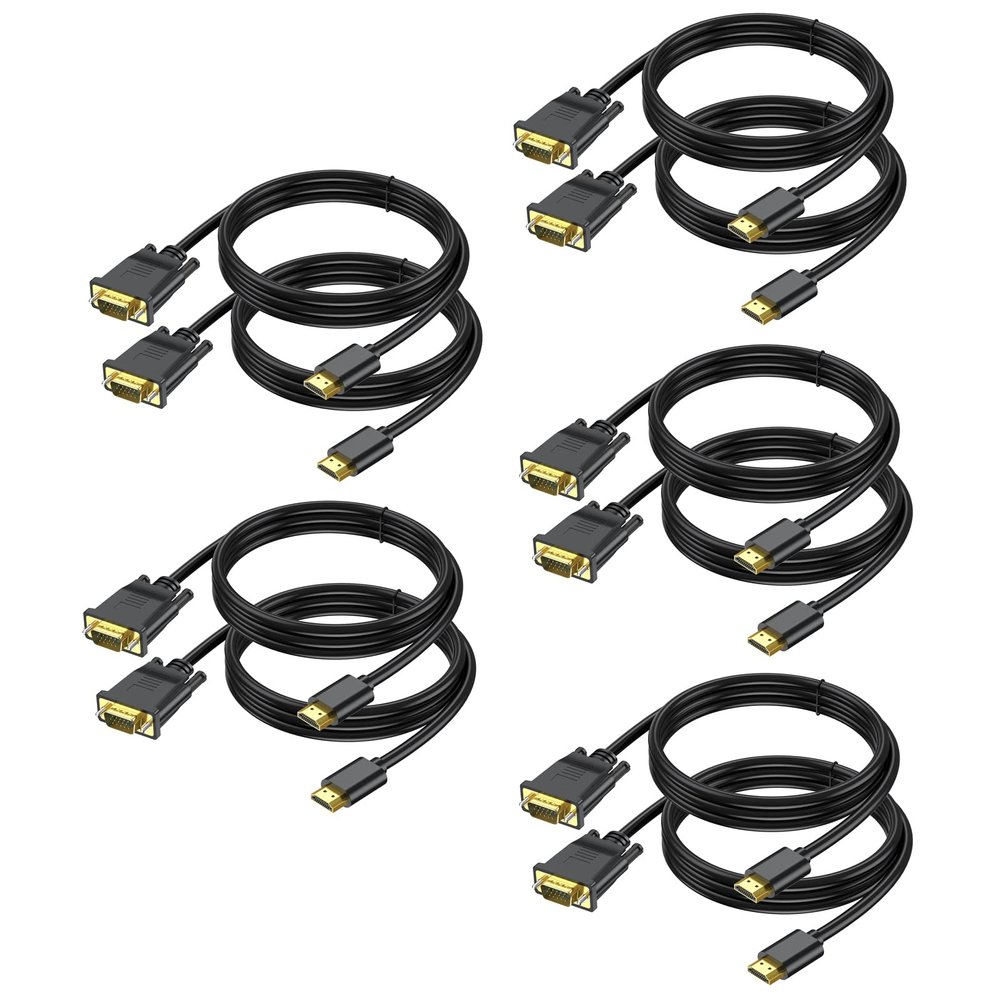 URELEGAN HDMI to VGA Cable 3 Feet 10-Pack, HDMI to VGA (Male to Male) 1080P HD Video Cord Compatible for Computer, Desktop, Laptop, PC, Monitor, Projector, HDTV and More (NOT Bidirectional)
