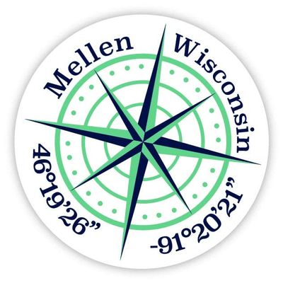 Mellen Wisconsin 2-Inch Vinyl Decal Sticker Latitude Longitude Compass Design