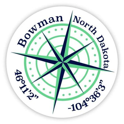 Bowman North Dakota 2-Inch Vinyl Decal Sticker Latitude Longitude Compass Design