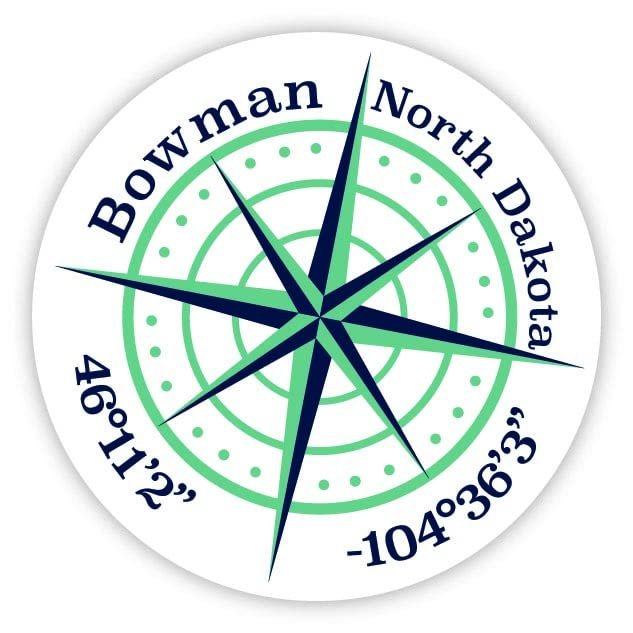Bowman North Dakota 2-Inch Vinyl Decal Sticker Latitude Longitude Compass Design