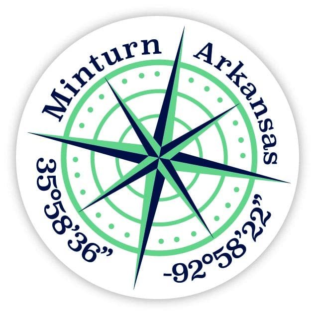 Minturn Arkansas 2-Inch Vinyl Decal Sticker Latitude Longitude Compass Design