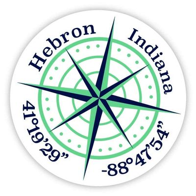 Hebron Indiana 2-Inch Vinyl Decal Sticker Latitude Longitude Compass Design