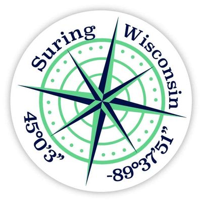 Suring Wisconsin 2-Inch Vinyl Decal Sticker Latitude Longitude Compass Design