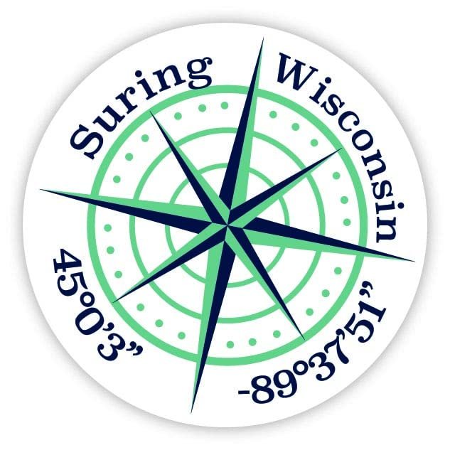 Suring Wisconsin 2-Inch Vinyl Decal Sticker Latitude Longitude Compass Design