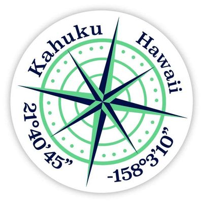 Kahuku Hawaii 2-Inch Vinyl Decal Sticker Latitude Longitude Compass Design