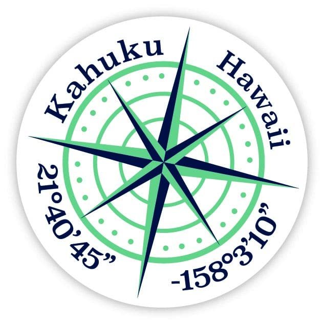 Kahuku Hawaii 2-Inch Vinyl Decal Sticker Latitude Longitude Compass Design