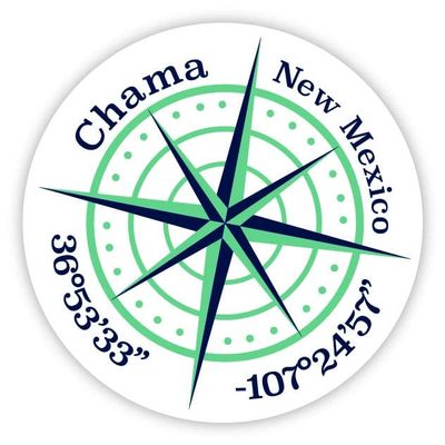 Chama New Mexico 2-Inch Vinyl Decal Sticker Latitude Longitude Compass Design