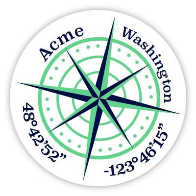 Acme Washington 2-Inch Vinyl Decal Sticker Latitude Longitude Compass Design