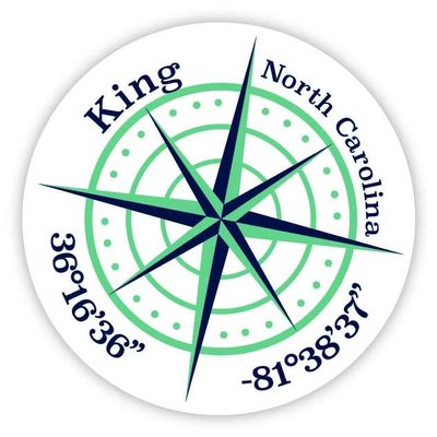 King North Carolina 2-Inch Vinyl Decal Sticker Latitude Longitude Compass Design