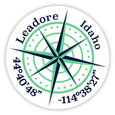 Leadore Idaho 2-Inch Vinyl Decal Sticker Latitude Longitude Compass Design