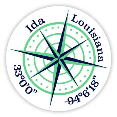 Ida Louisiana 2-Inch Vinyl Decal Sticker Latitude Longitude Compass Design