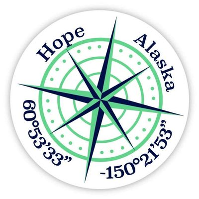 Hope Alaska 2-Inch Vinyl Decal Sticker Latitude Longitude Compass Design