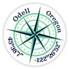 Odell Oregon 2-Inch Vinyl Decal Sticker Latitude Longitude Compass Design view 1