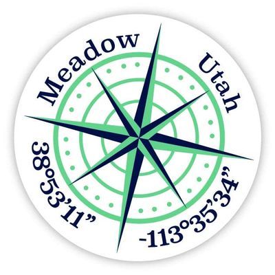Meadow Utah 2-Inch Vinyl Decal Sticker Latitude Longitude Compass Design