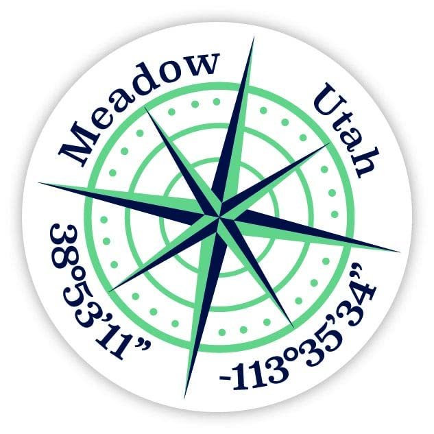 Meadow Utah 2-Inch Vinyl Decal Sticker Latitude Longitude Compass Design