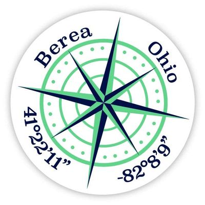 Berea Ohio 2-Inch Vinyl Decal Sticker Latitude Longitude Compass Design